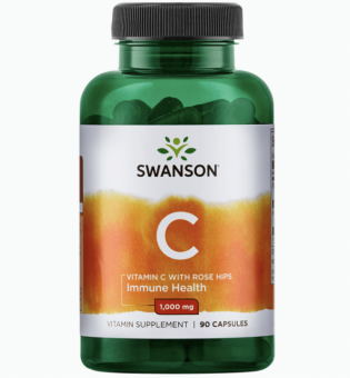 Swanson Vitamin C with Rose Hips Immune System | Support Skin Cardiovascular Health Antioxidant Supplement 1000 mg